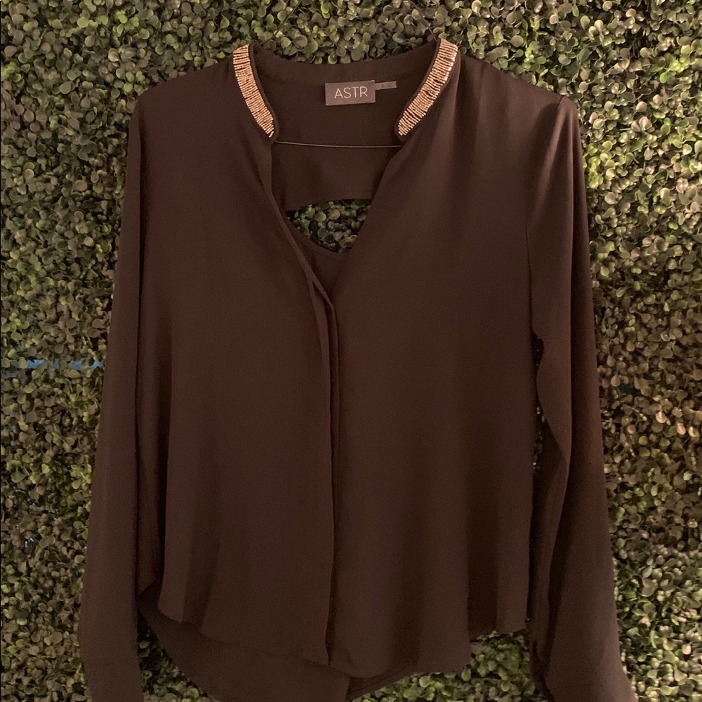 Astr Black long sleeve top